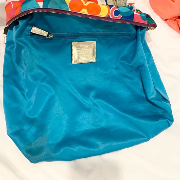 COACH Logo POPPY colorful gold leather trim purse tote - Picture 17 of 17